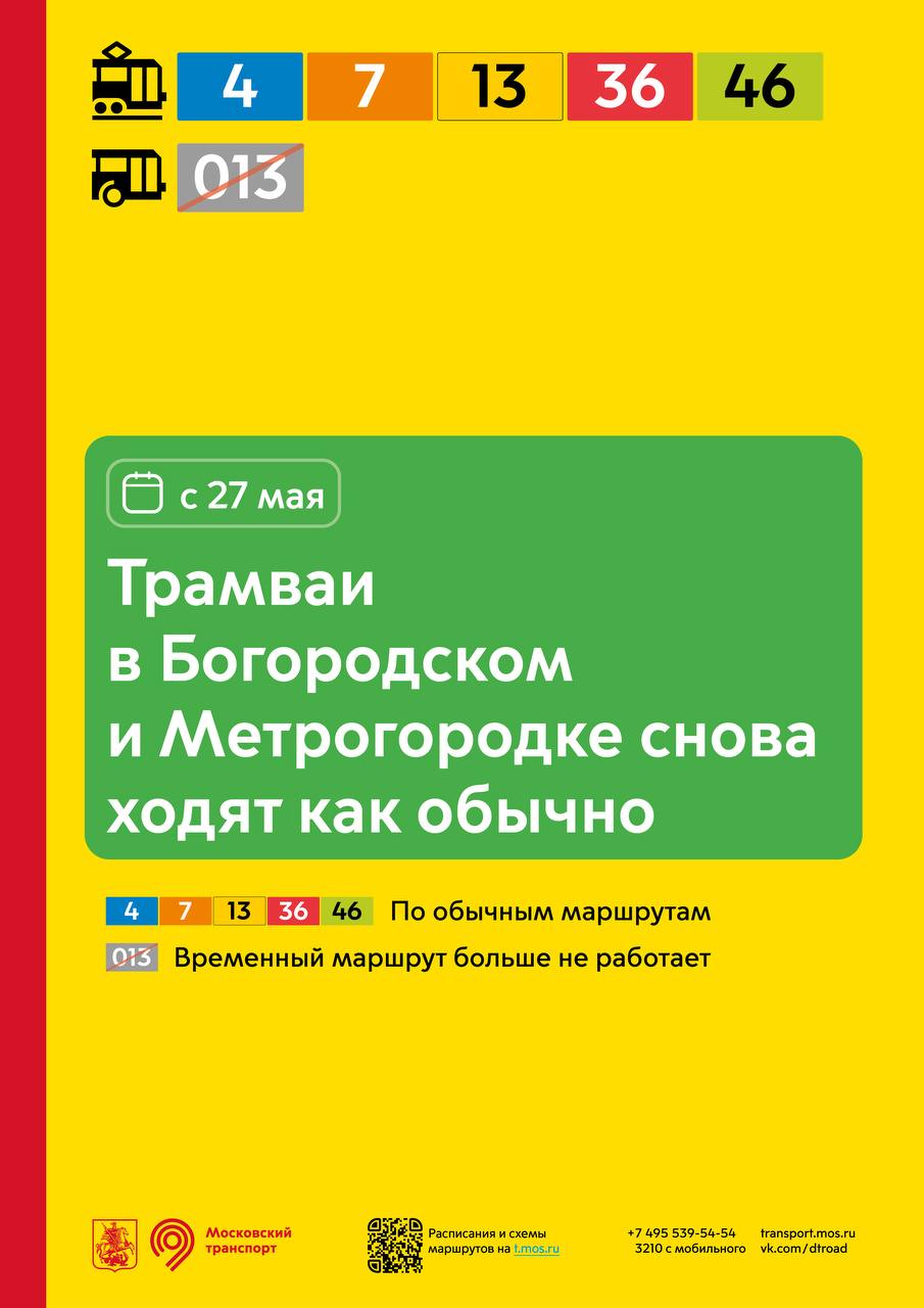 Восстановлено движение трамваев в Богородском и Метрогородке