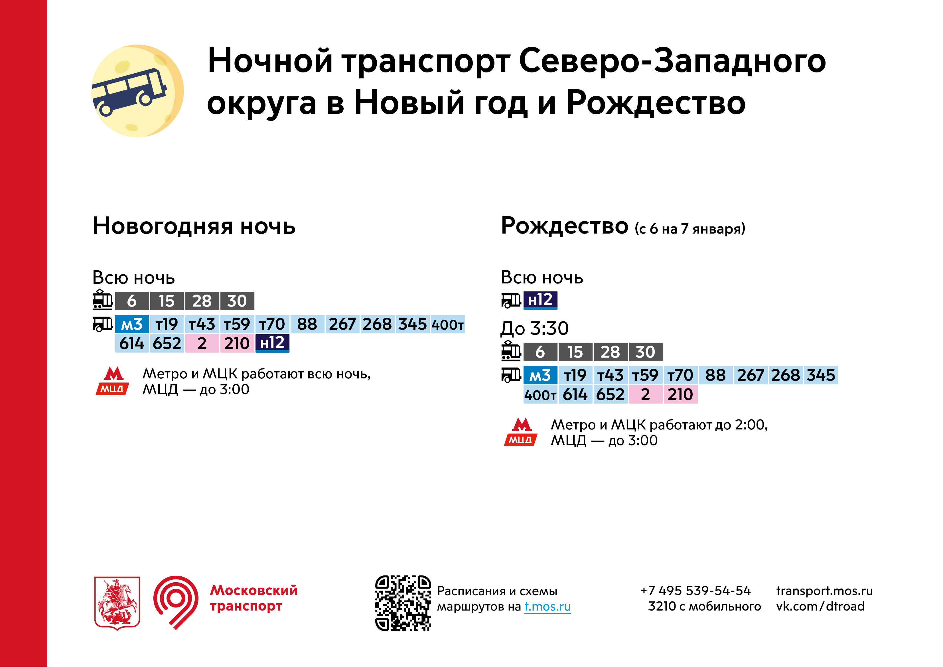 Продление работы маршрутов наземного транспорта в новогоднюю и  рождественскую ночи