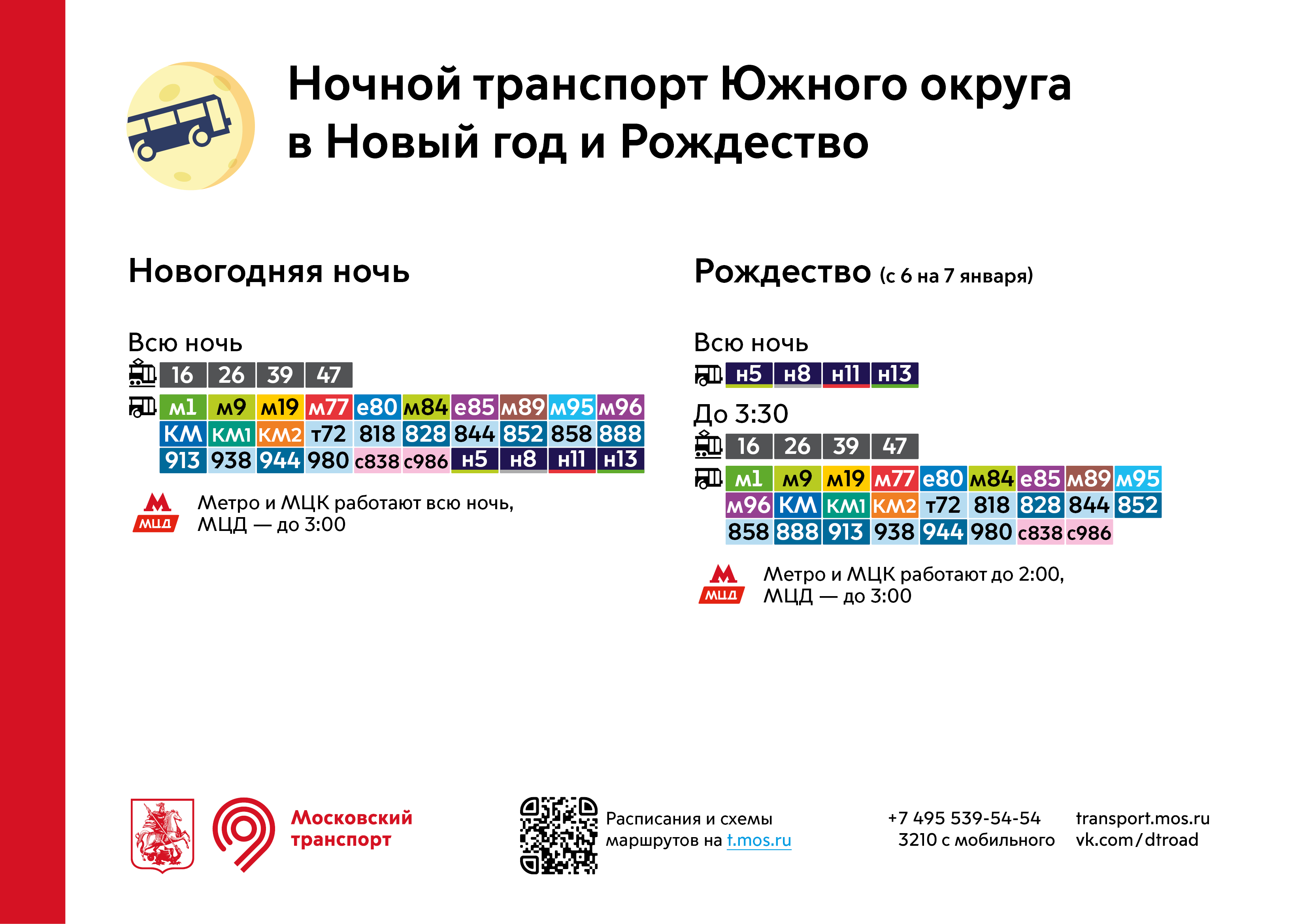 Продление работы маршрутов наземного транспорта в новогоднюю и  рождественскую ночи