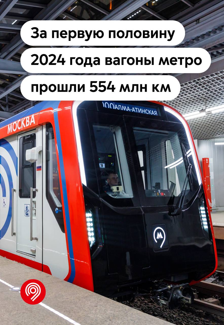 За первую половину 2024 года вагоны метро прошли 554 млн. километров 